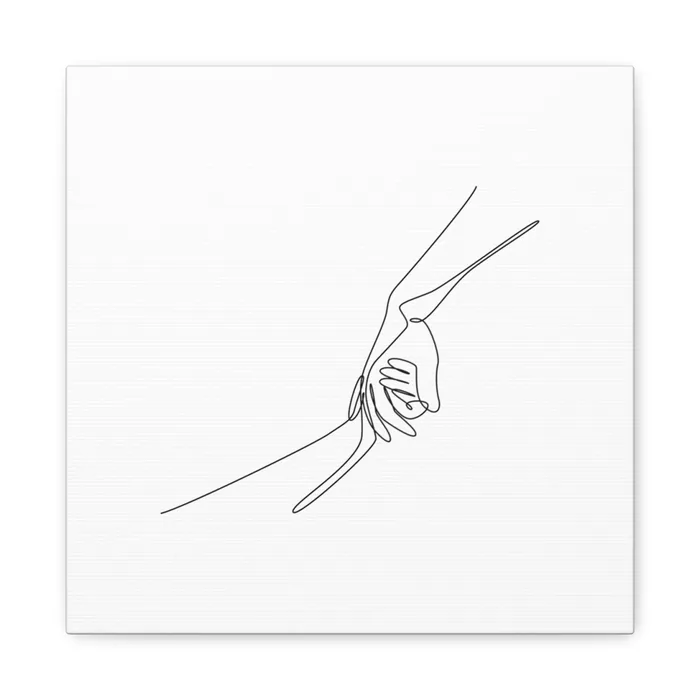 A Hand to Hold drawn in one continuous line. A Hand to Hold One Line Art Canvas Print