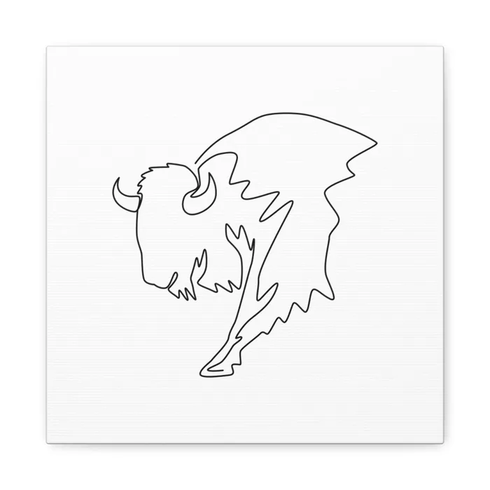 Bison Portrait One Line Art Canvas Print