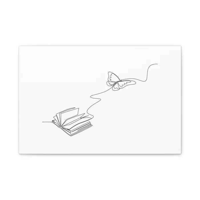Book and Butterfly One Line Art Canvas Print