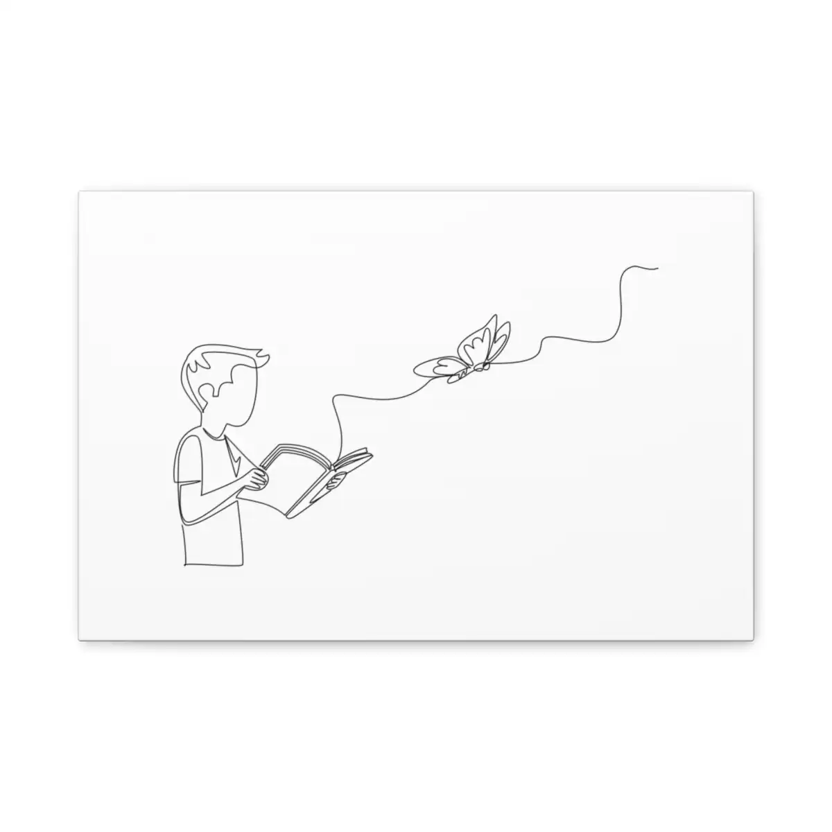Boy Reading One Line Art Canvas Print