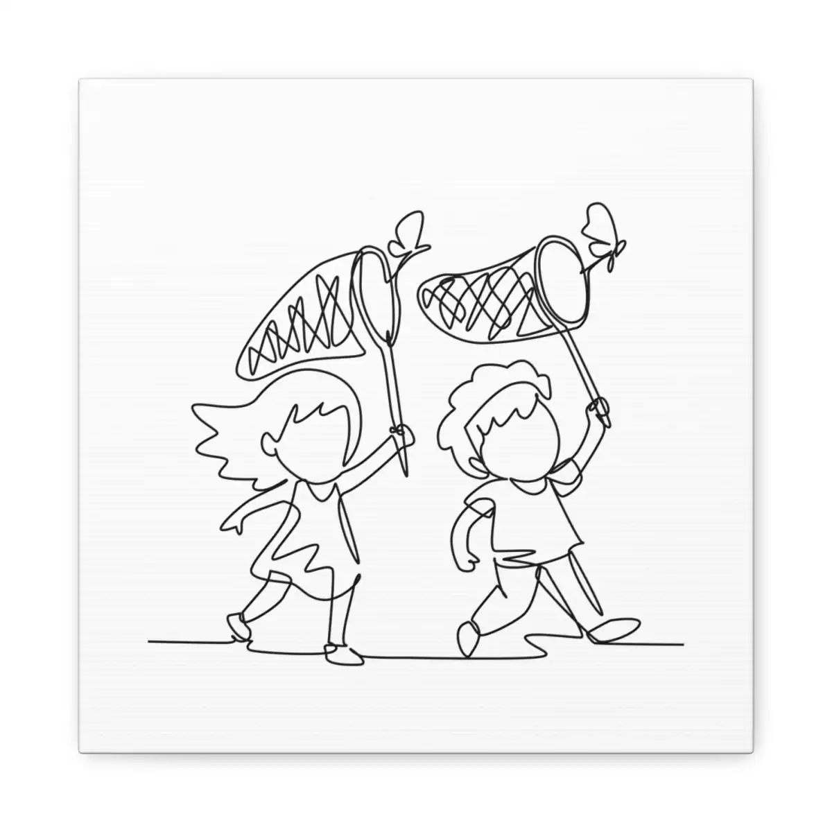 Butterfly Chase One Line Art Canvas Print