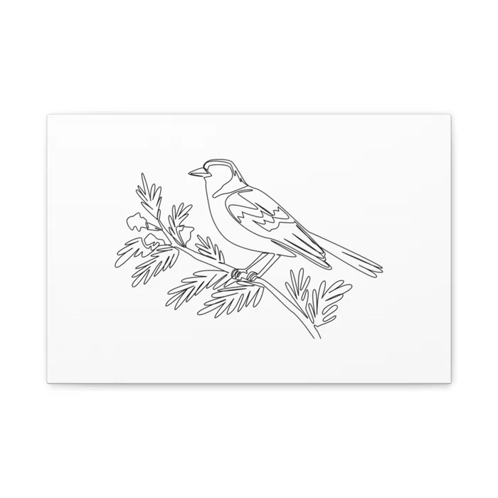 Chaffinch One Line Art Canvas Print
