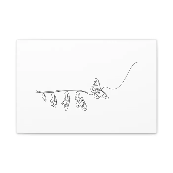 Chrysalis to Butterfly One Line Art Canvas Print