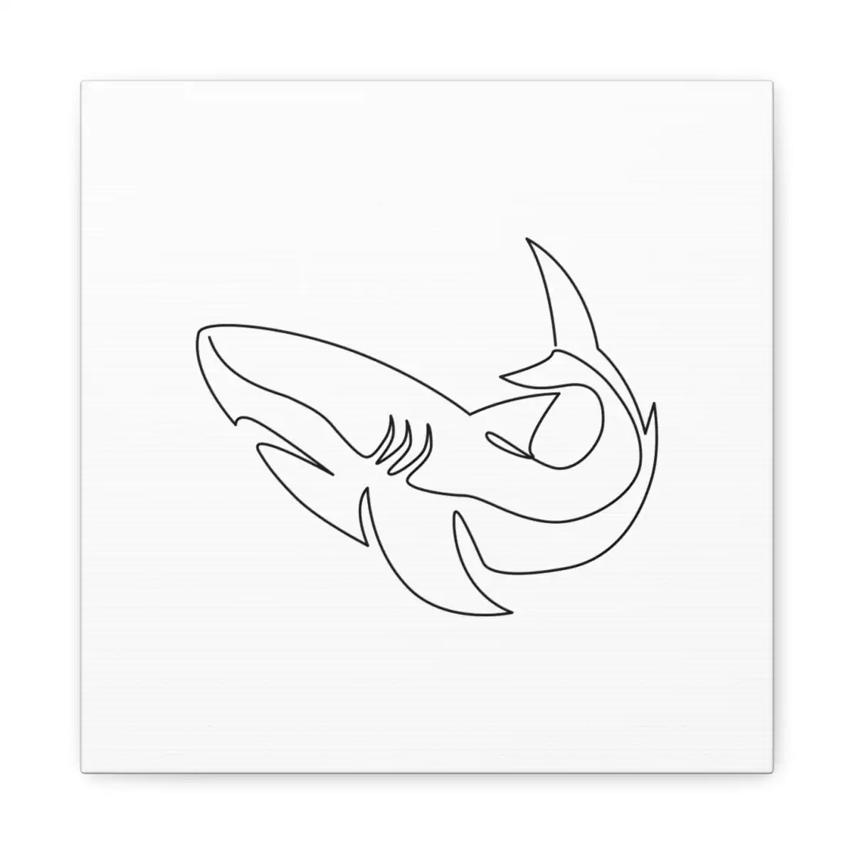 Circling Shark One Line Art Canvas Print