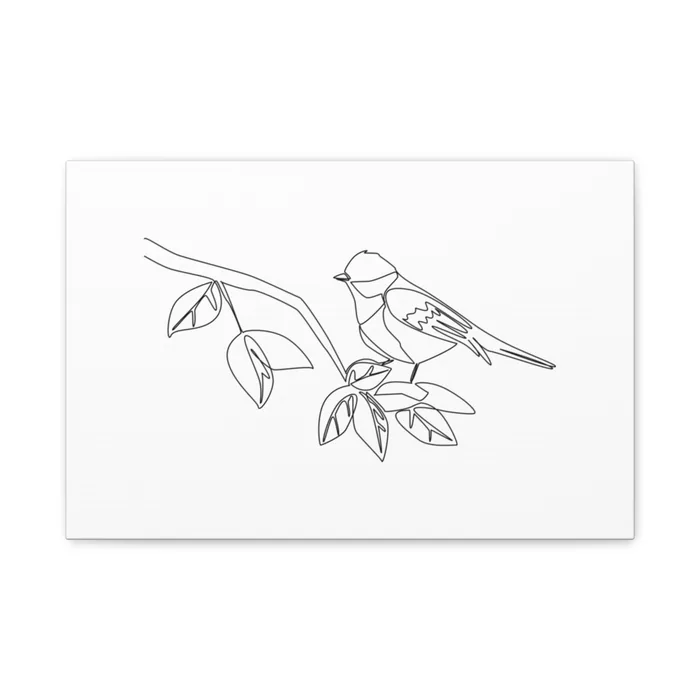 Coal Tit drawn in one continuous line. Coal Tit One Line Art Canvas Print