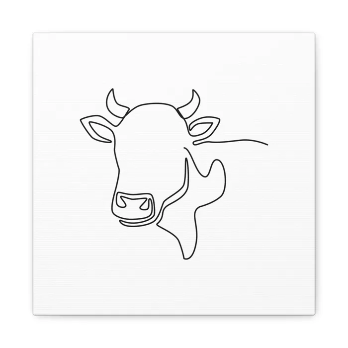 Cow Head One Line Art Canvas Print
