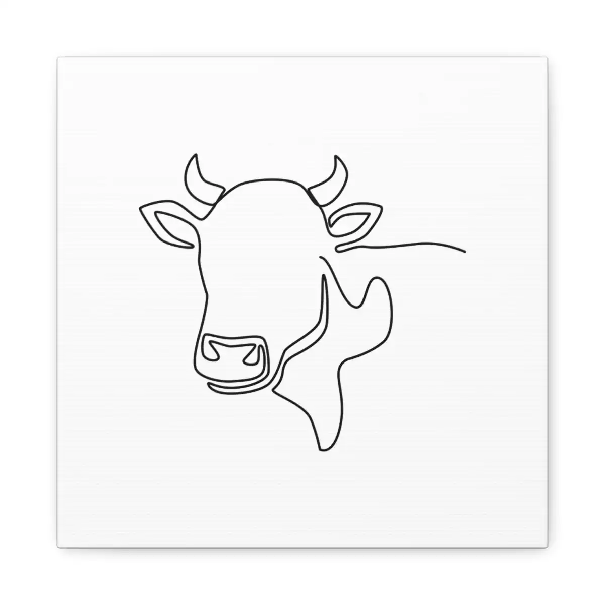 Cow Head One Line Art Canvas Print