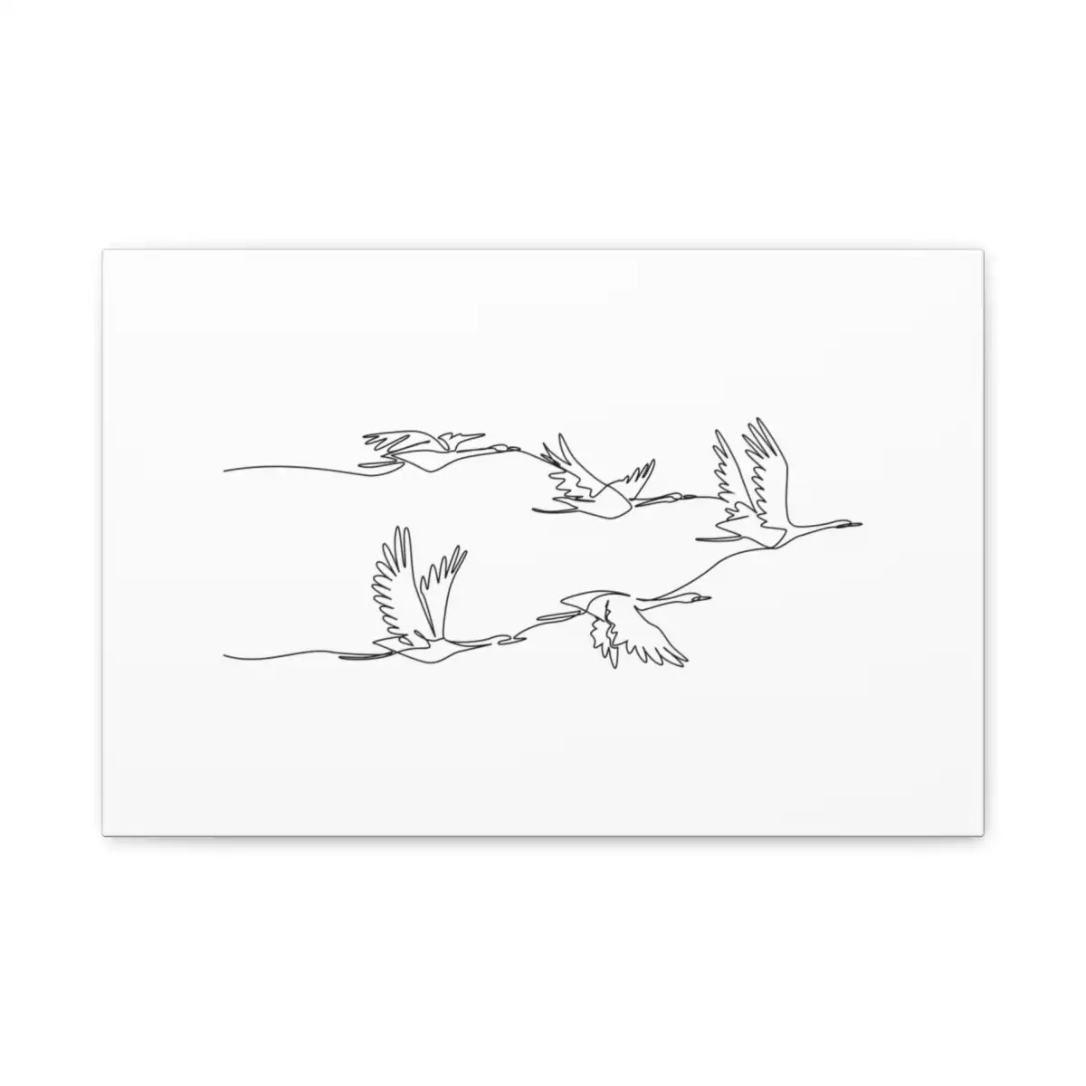 Cranes in Flight One Line Art Canvas Print