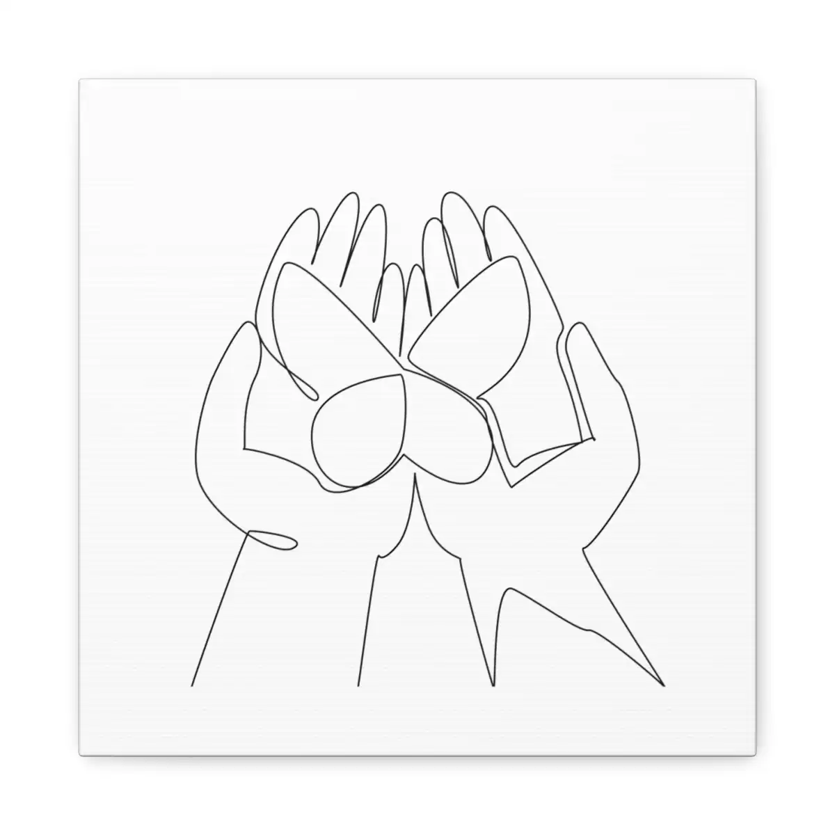 Cupped Hands Butterfly One Line Art Canvas Print