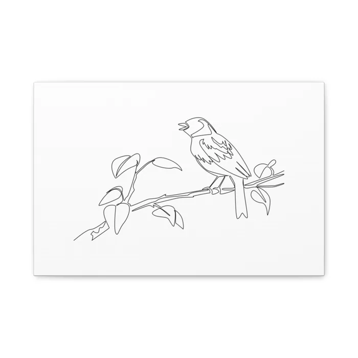 Dunnock One Line Art Canvas Print