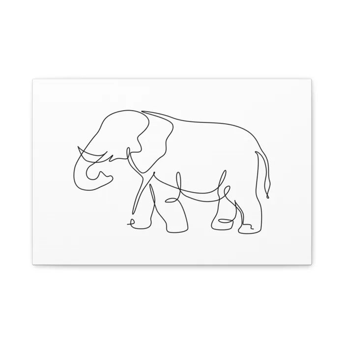 Elephant One Line Art Canvas Print