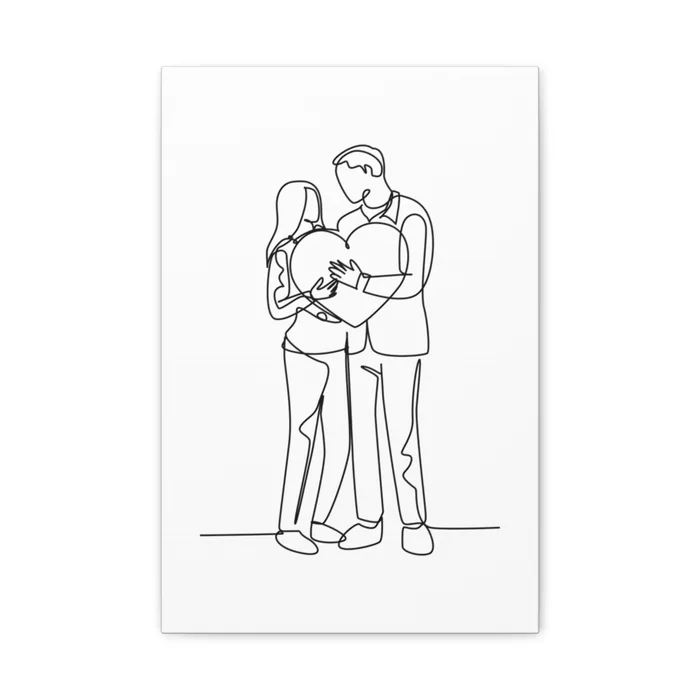 The Embrace One Line Art Canvas Print