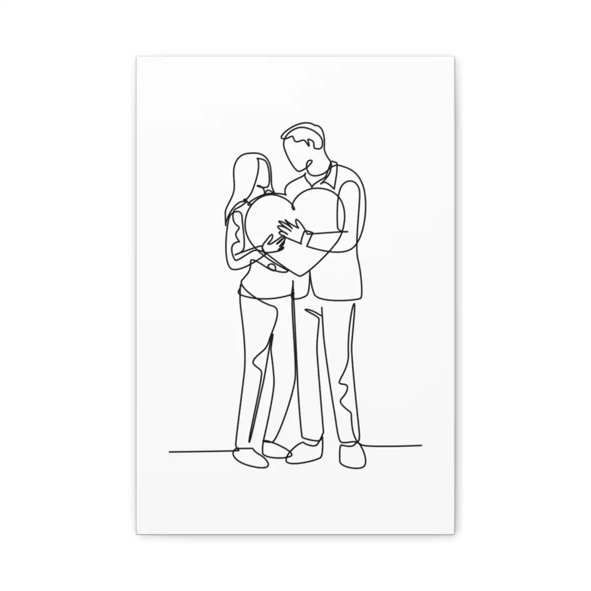 The Embrace One Line Art Canvas Print