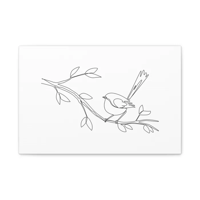 Fairy Wren One Line Art Canvas Print