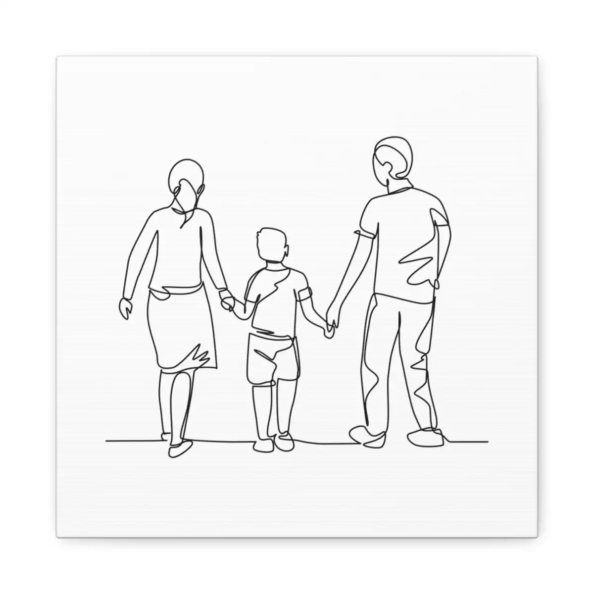 Family Walk One Line Art Canvas Print