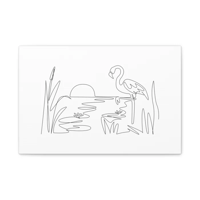 Flamingo at Sunset One Line Art Canvas Print