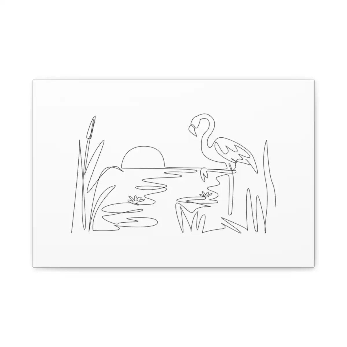 Flamingo at Sunset One Line Art Canvas Print