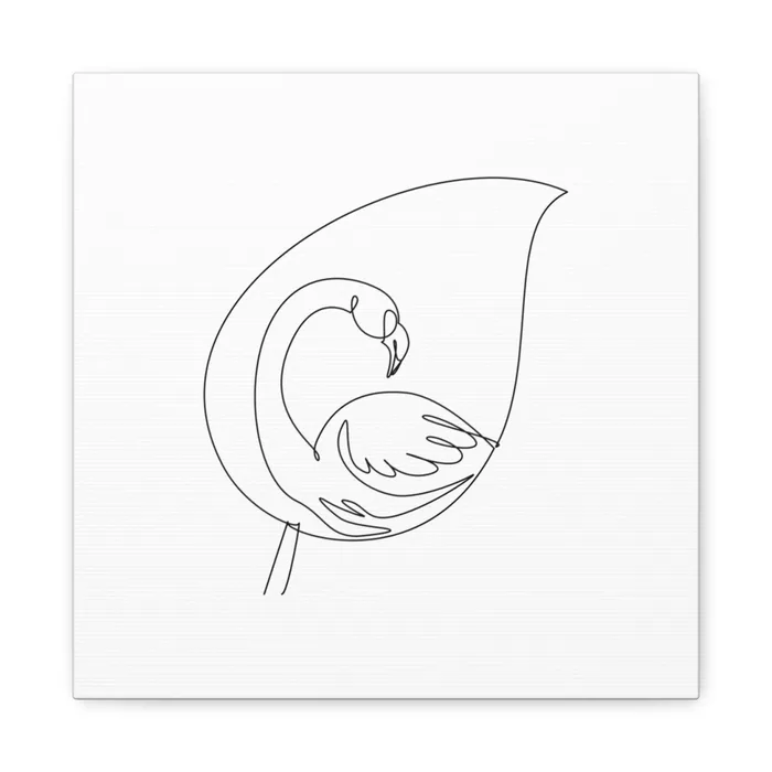 Flamingo in a Leaf One Line Art Canvas Print