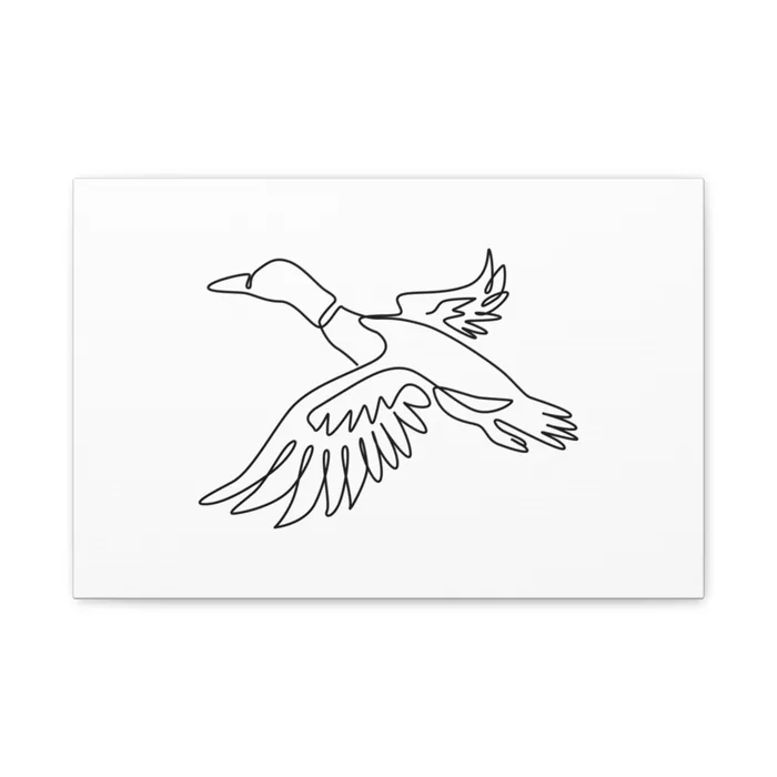Flying Mallard One Line Art Canvas Print