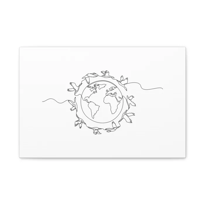 Geese Around the World One Line Art Canvas Print