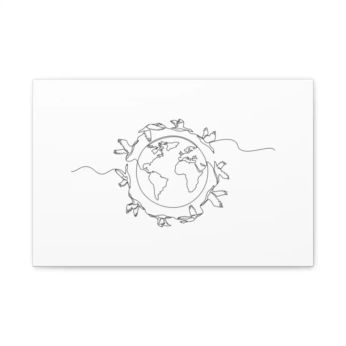 Geese Around the World One Line Art Canvas Print