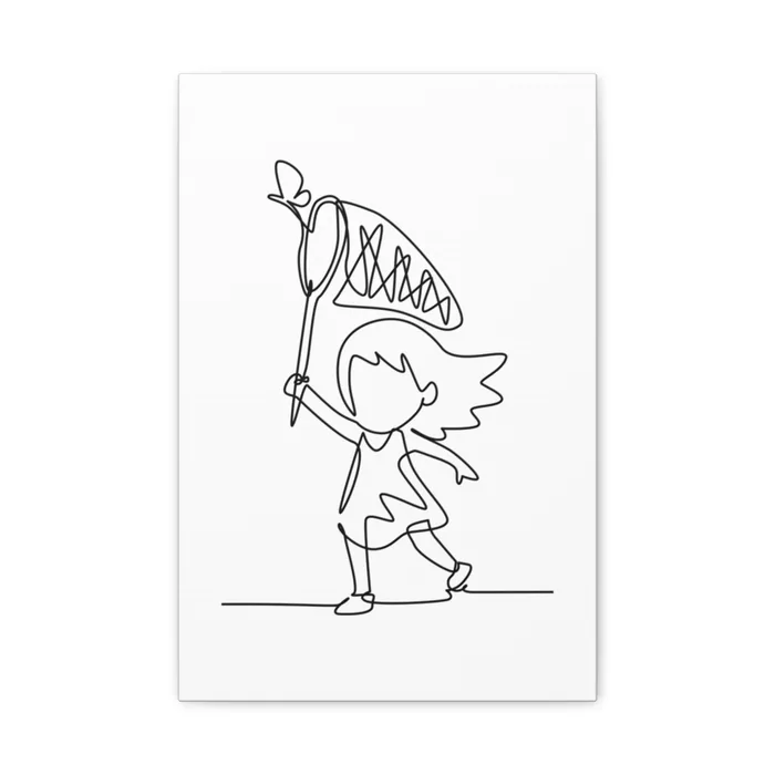 Girl and Butterfly One Line Art Canvas Print
