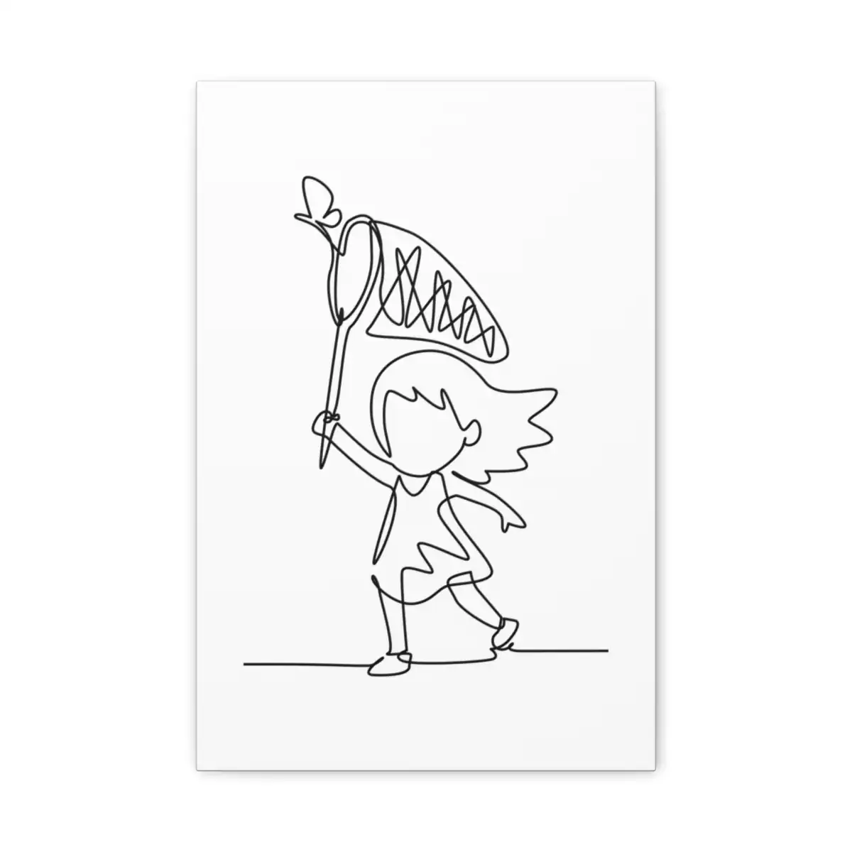 Girl and Butterfly One Line Art Canvas Print