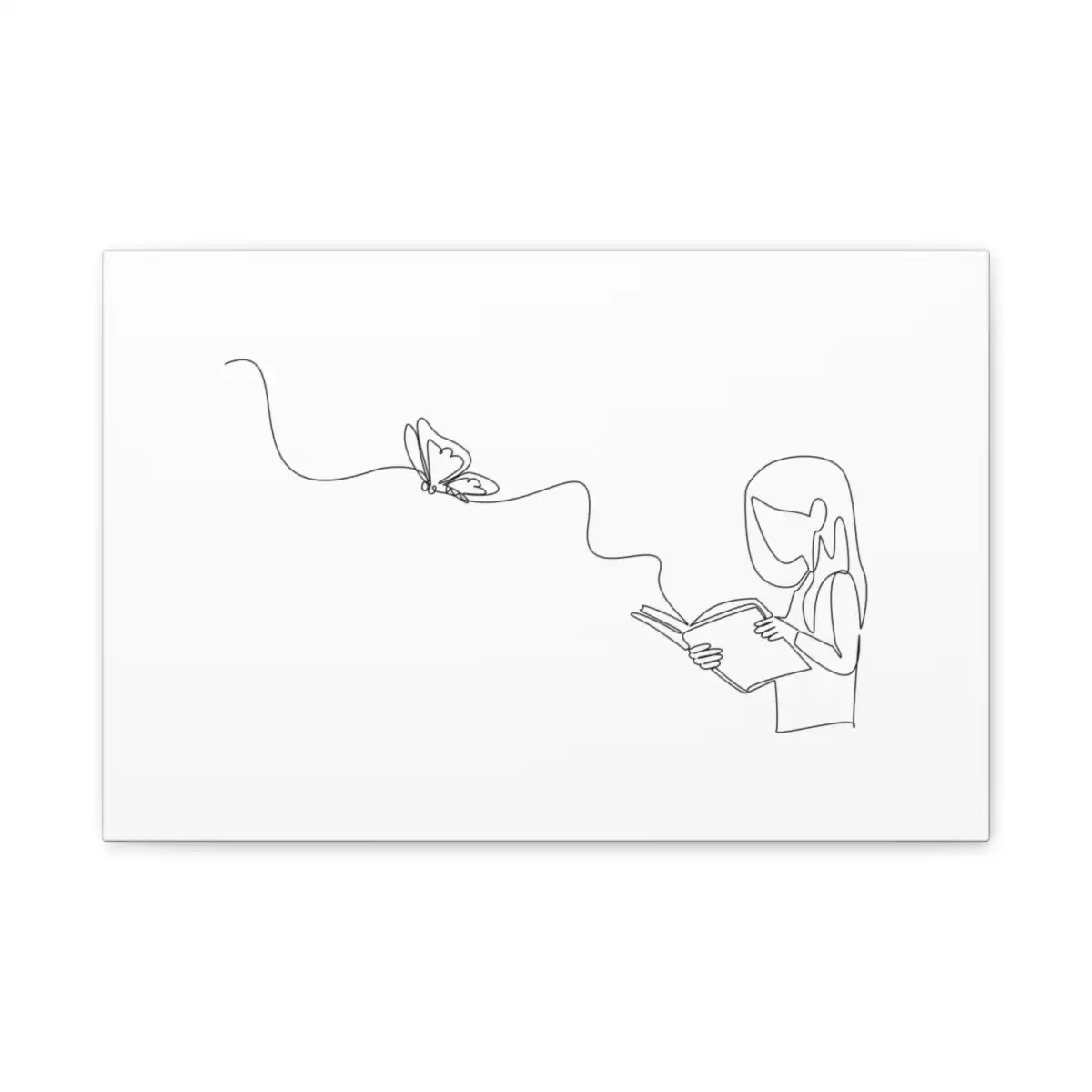 Girl Reading One Line Art Canvas Print