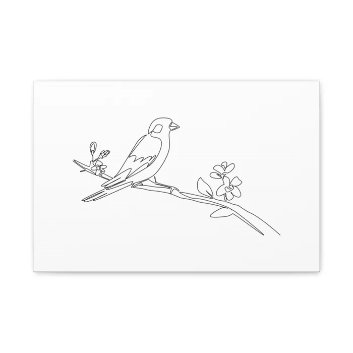 Greenfinch One Line Art Canvas Print