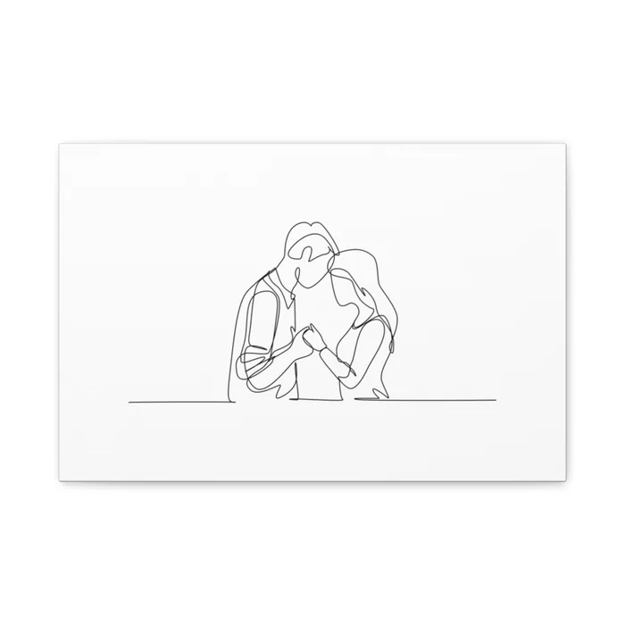 Hand in Hand One Line Art Canvas Print