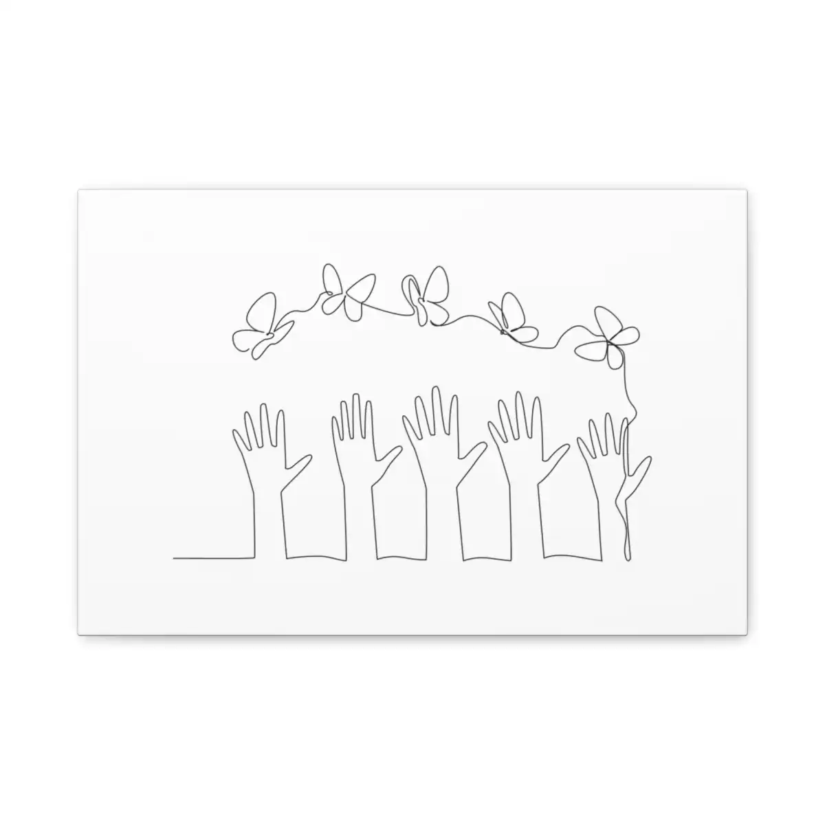 Hands and Butterflies One Line Art Canvas Print