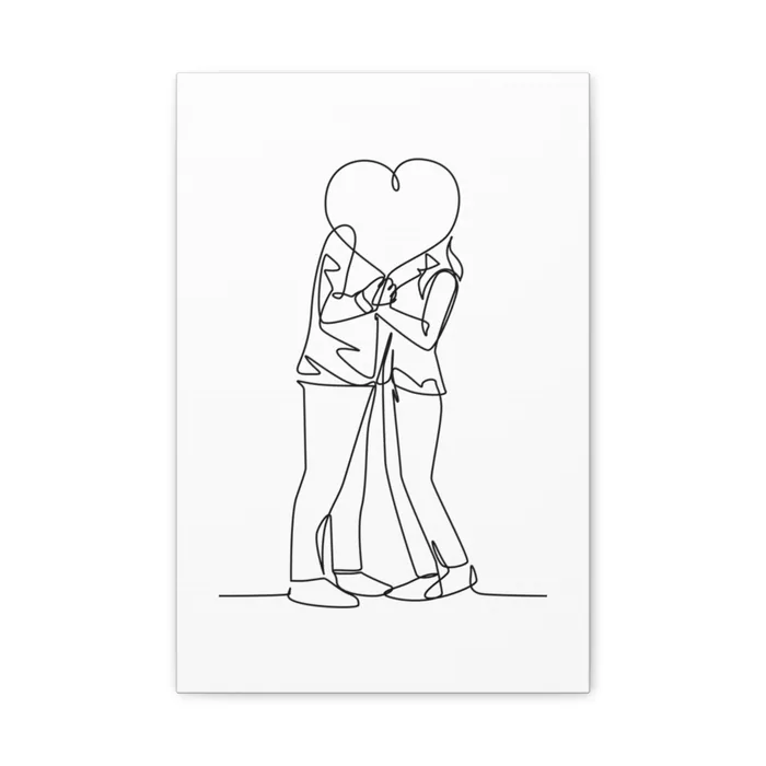 Heart Balloon One Line Art Canvas Print