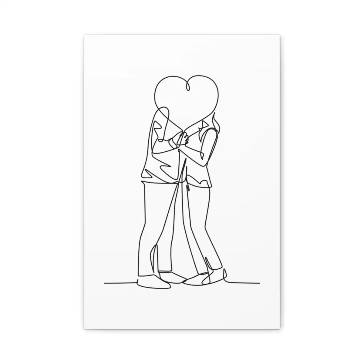 Heart Balloon One Line Art Canvas Print