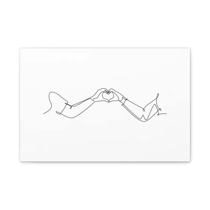 Heart Hands One Line Art Canvas Print