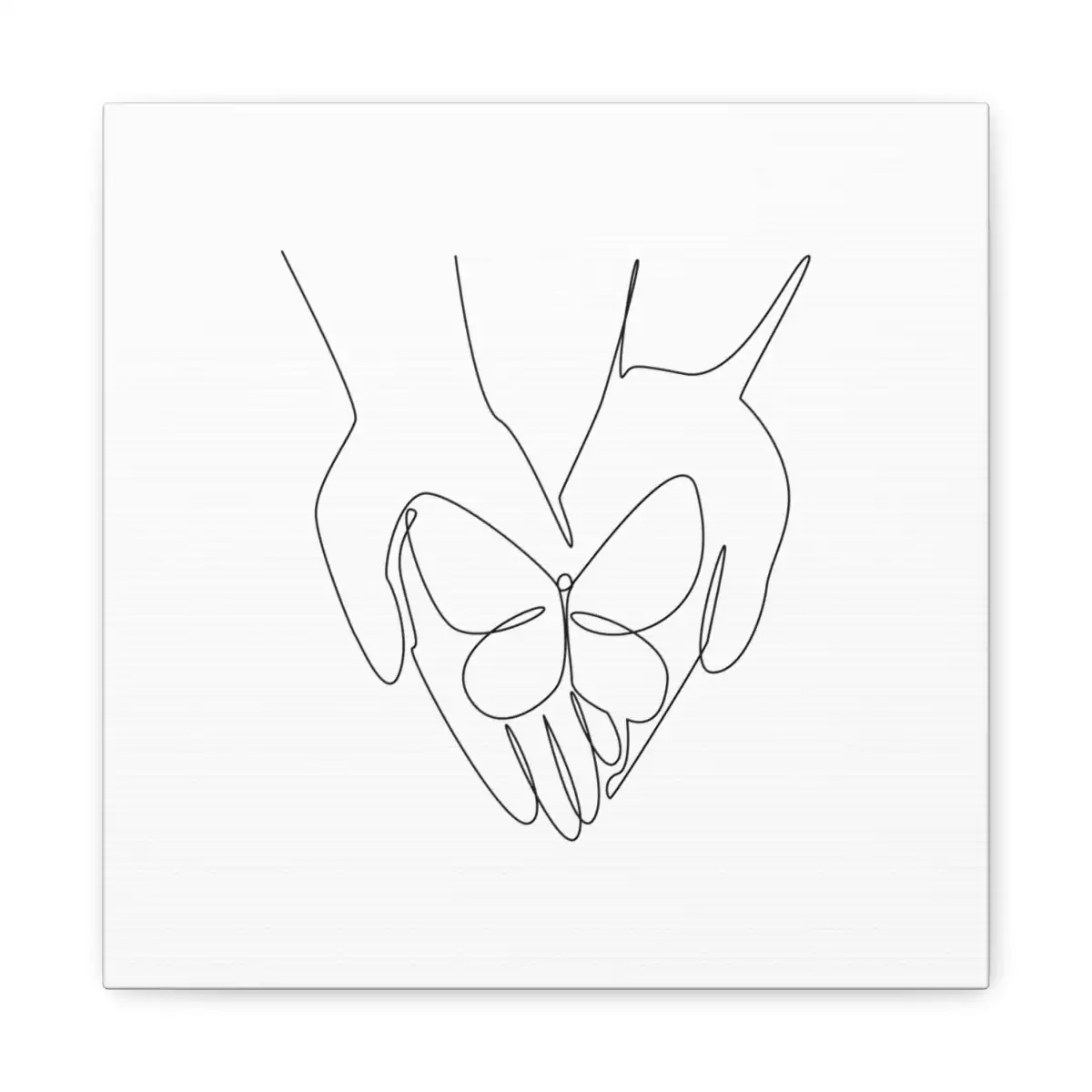 Held Butterfly One Line Art Canvas Print
