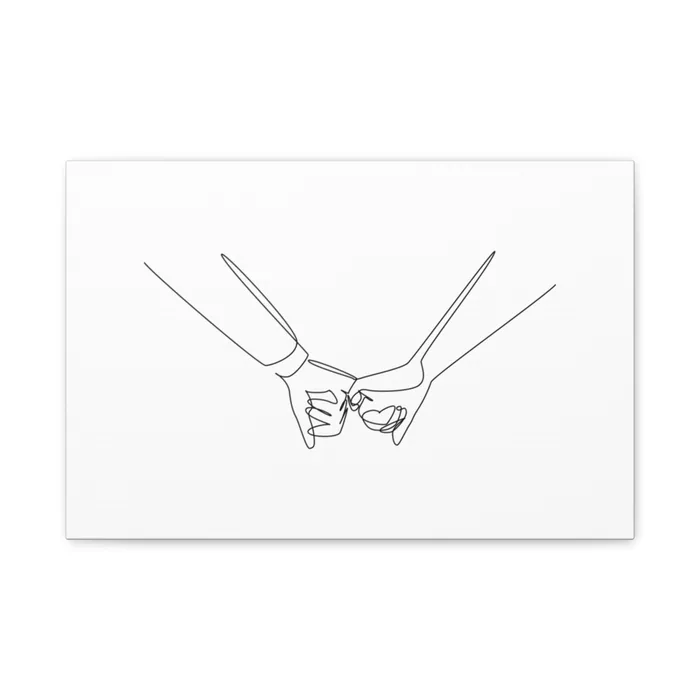 Holding Hands One Line Art Canvas Print