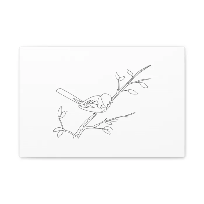 Long-Tailed Tit One Line Art Canvas Print