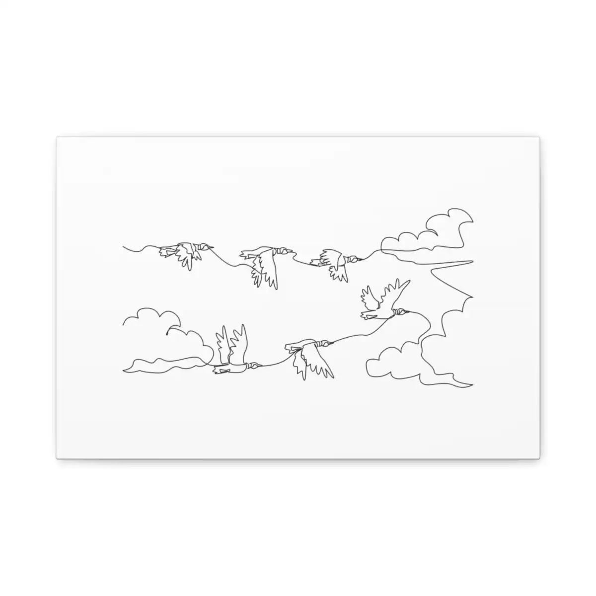 Mallards in Formation One Line Art Canvas Print
