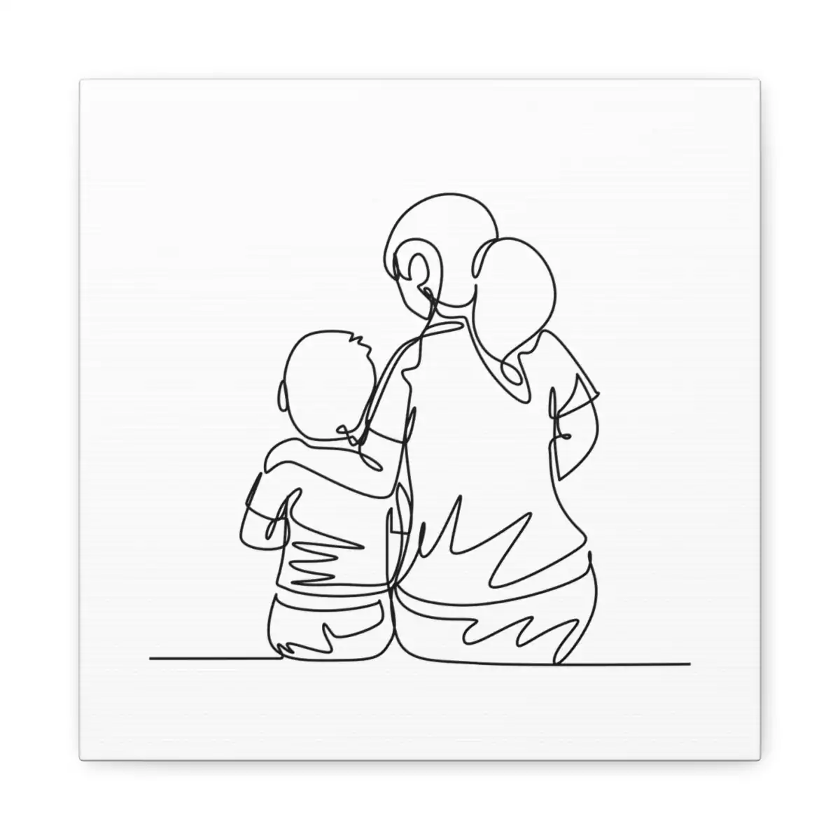 Mother and Child One Line Art Canvas Print