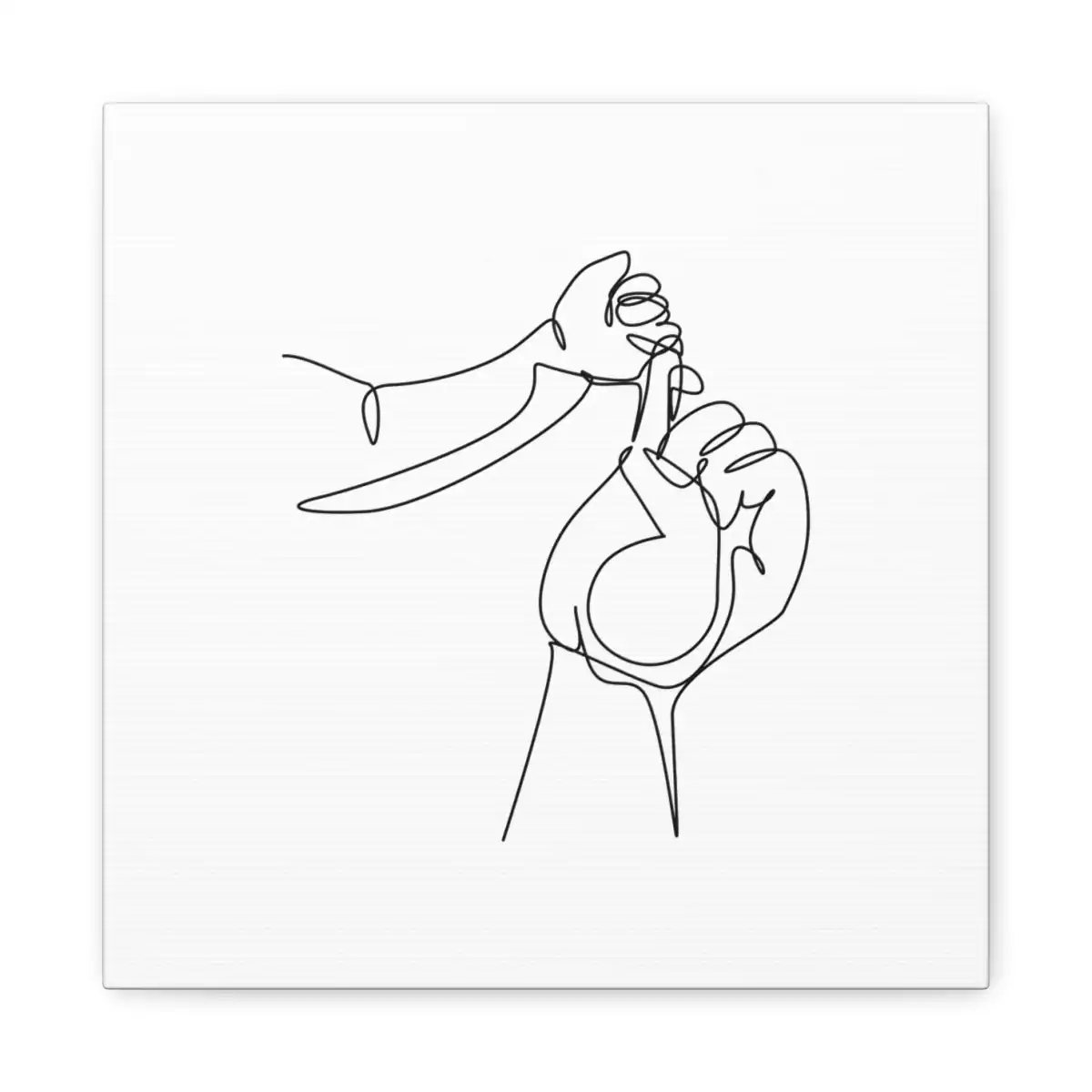Newborn in Hands One Line Art Canvas Print