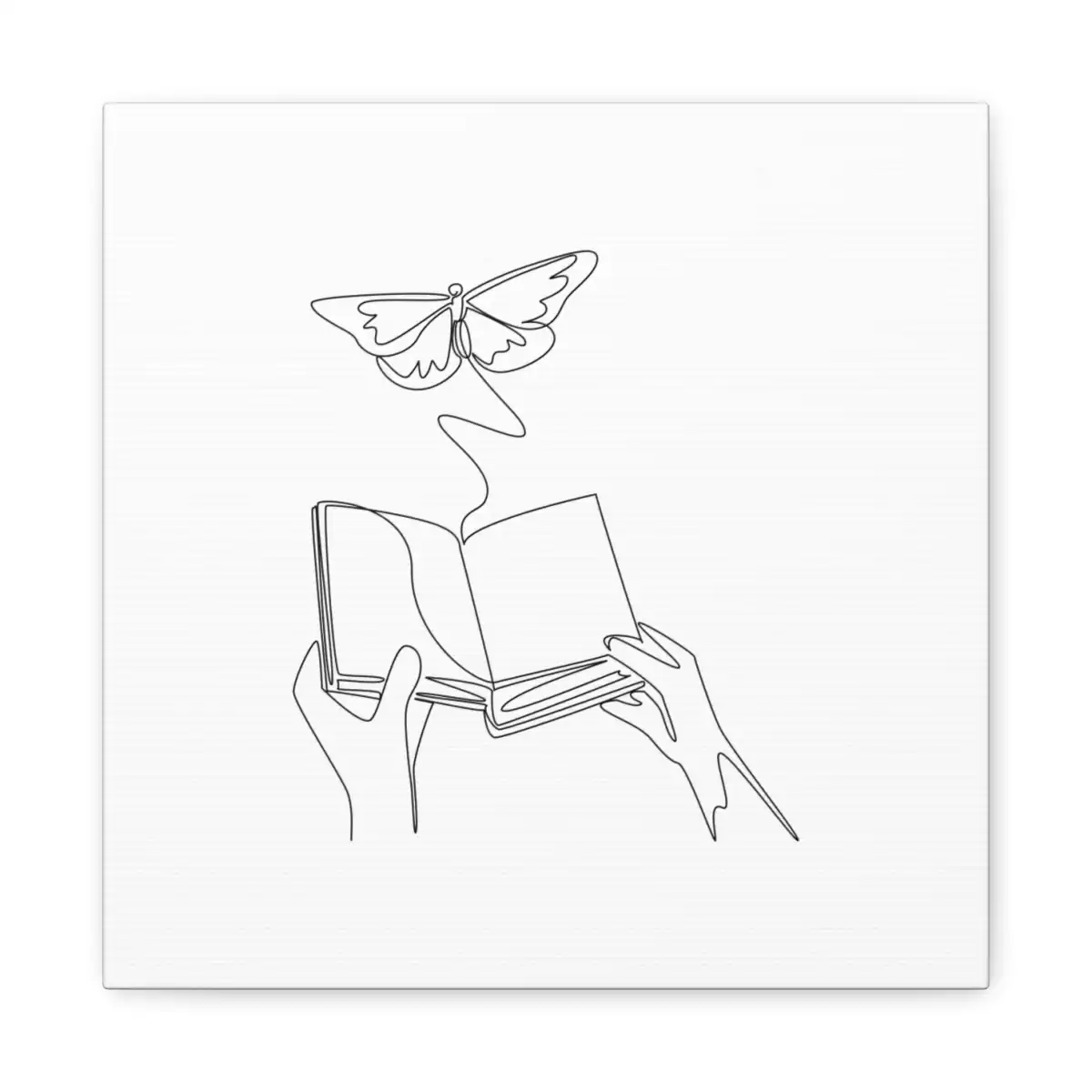 Open Book Butterfly One Line Art Canvas Print