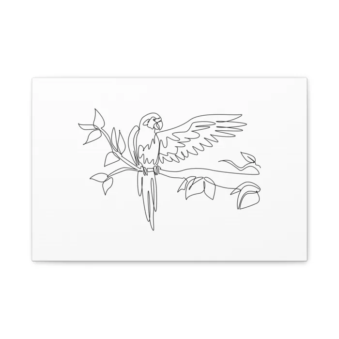 Parrot Spreading Its Wing One Line Art Canvas Print