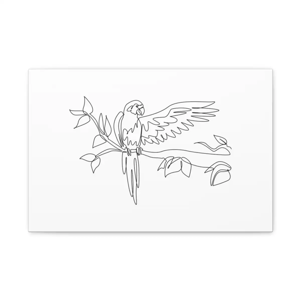 Parrot Spreading Its Wing One Line Art Canvas Print