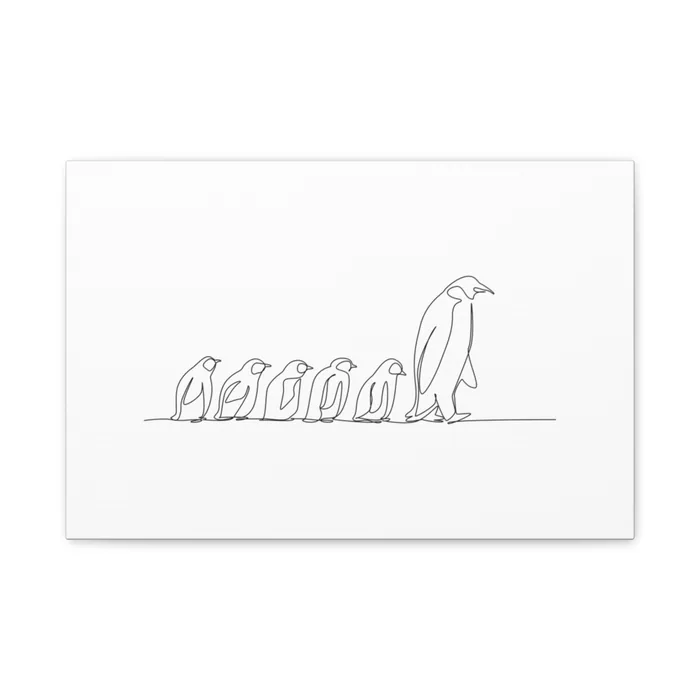 Penguin Family One Line Art Canvas Print