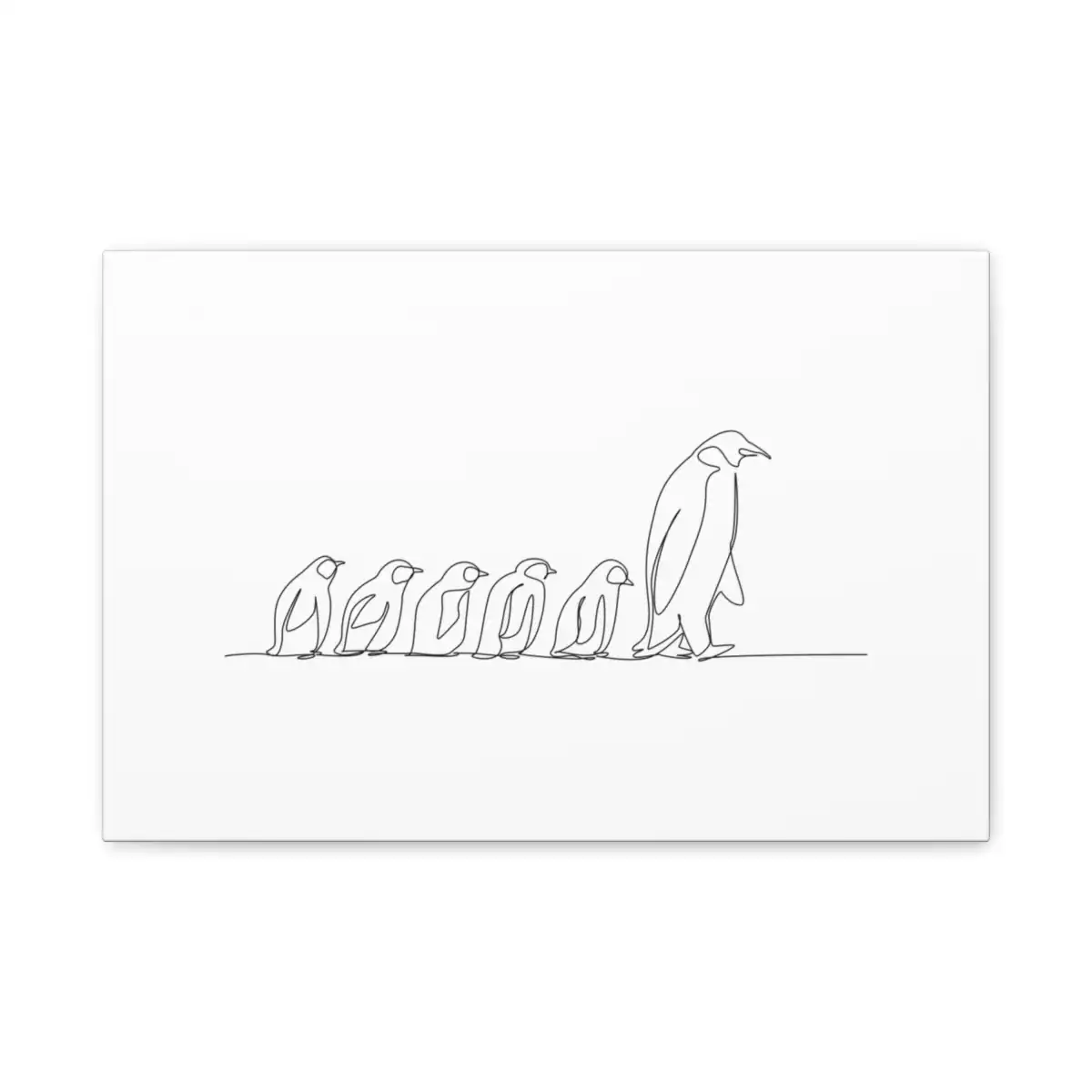 Penguin Family One Line Art Canvas Print
