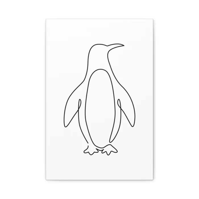 Penguin One Line Art Canvas Print