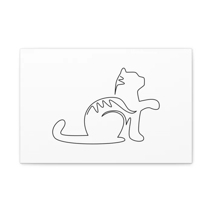 Playful Cat One Line Art Canvas Print