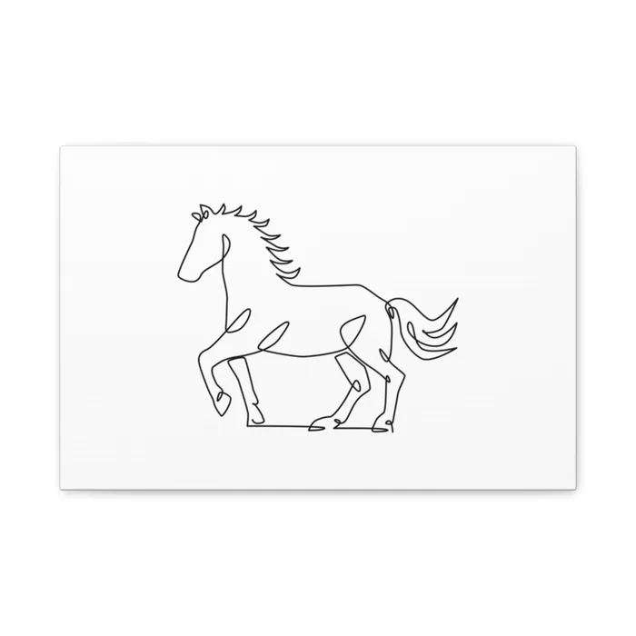 Prancing Horse One Line Art Canvas Print