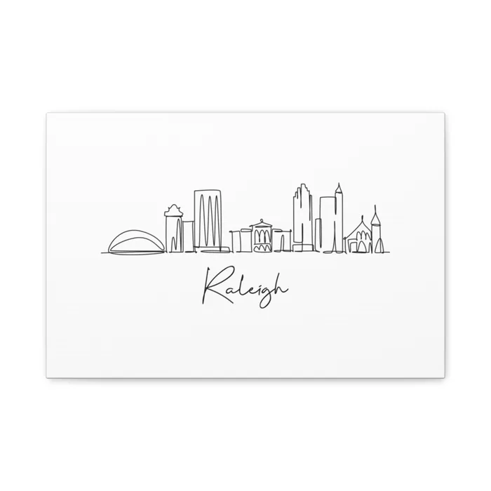 Raleigh drawn in one continuous line. Raleigh Skyline Canvas Print