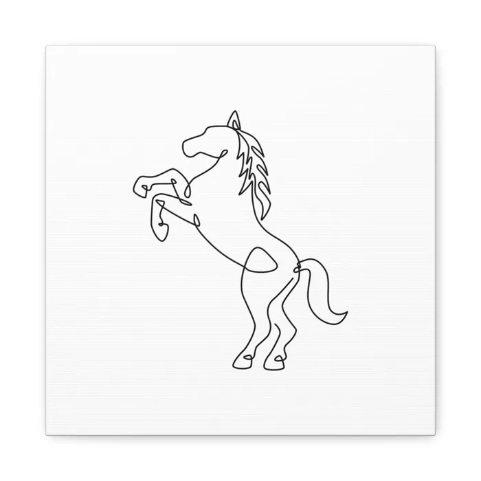 Rearing Horse One Line Art Canvas Print